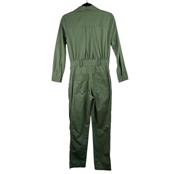 Tularosa Green Long Sleeve Zip Front Collared Utilitarian Jumpsuit XS/Small - Picture 3 of 16